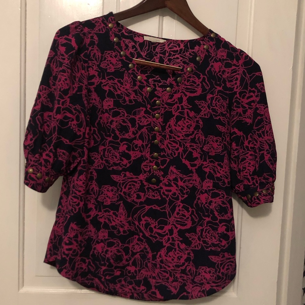 41 Hawthorn Fuchsia & Navy Studded Top